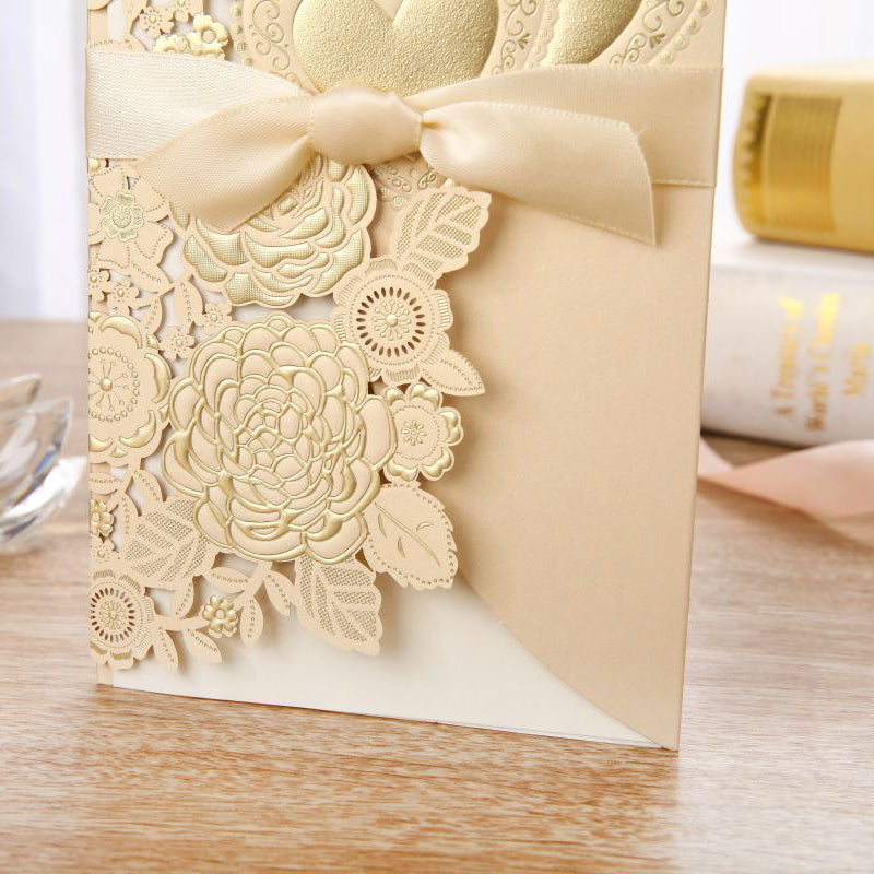 Chinese Style Wedding Invitation Vertical Ribbon Design Cards