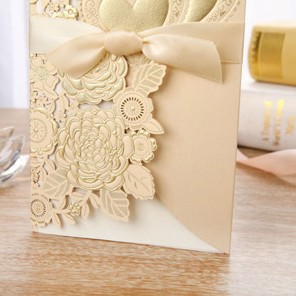 Chinese Style Wedding Invitation Vertical Ribbon Design Cards