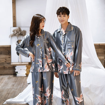 Buy Casual Cardigan Unisex Long Sleeve Pajama Set Nightwear