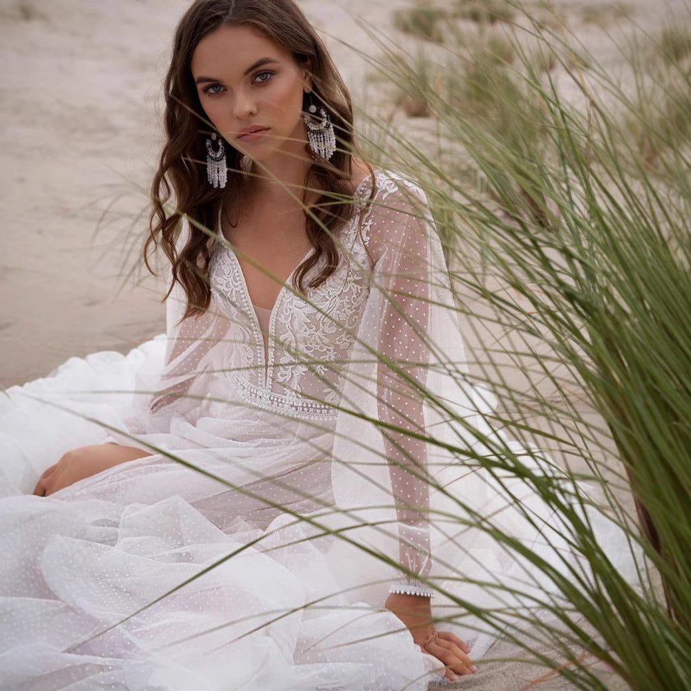 Wish Mesh Split New Light Women's Wedding Dress – Elegant