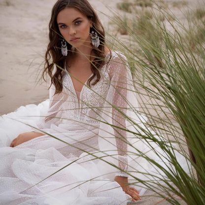 Wish Mesh Split New Light Women's Wedding Dress – Elegant