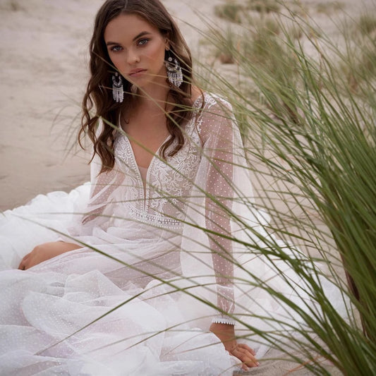 Wish Mesh Split New Light Women's Wedding Dress – Elegant