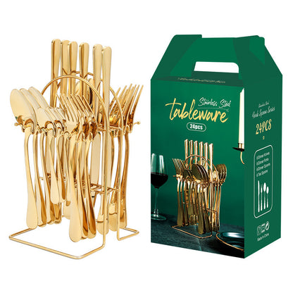 Gold Dinnerware Set Stainless Steel Knife Fork Spoon Luxury