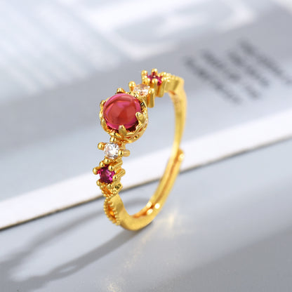 New Style Simple Ring with Natural Rose Garnet and Spinel