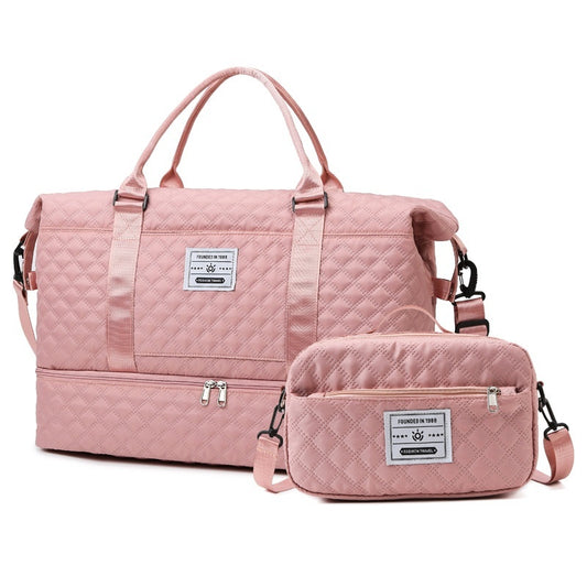 Large Capacity Quilted Embroidered Crossbody Travel Bag