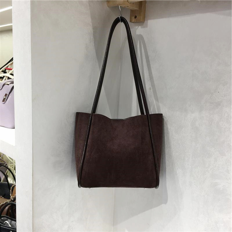 Suede Tote Bag Simple Casual Shoulder Bag for Women