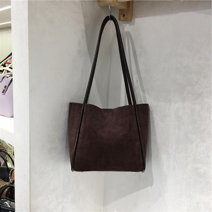 Suede Tote Bag Simple Casual Shoulder Bag for Women