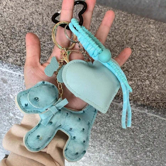 Buy Cute Cartoon PU Leather Puppy Keychain Creative Bag Charm