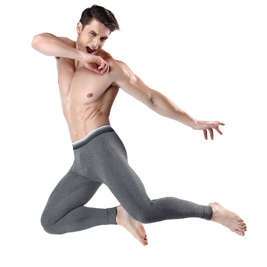 Men’s Cropped Long Johns Warm Cotton Belly Control Bottom Pants