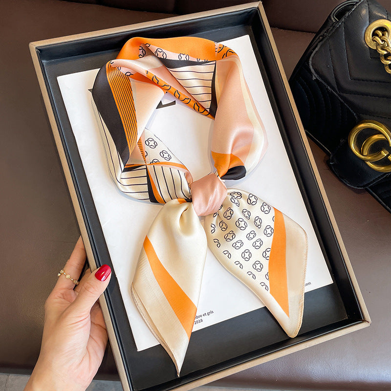 Yellow Small Square Silk Scarf For Women Fashion Accessory