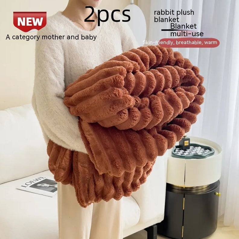 Buy Soft Velvet Fur Blanket Soft Thickening Fur Blanket for Bed
