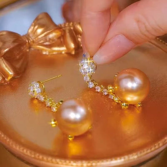 Champagne Pearl Elegant Earrings for Women Fashion Jewelry