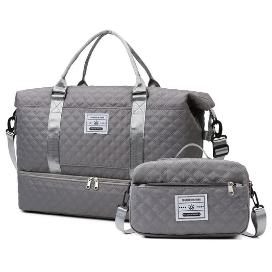 Large Capacity Quilted Embroidered Crossbody Travel Bag
