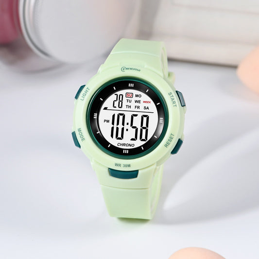 Fashion Pin Buckle Luminous Waterproof PU Strap Student Electronic Watch