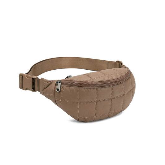 Solid-color Casual Crossbody Waist Bag – Quilted Diamond Style