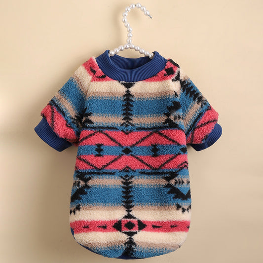 Cute Striped Fleece Dog Sweatshirt – Stylish Pet Clothes