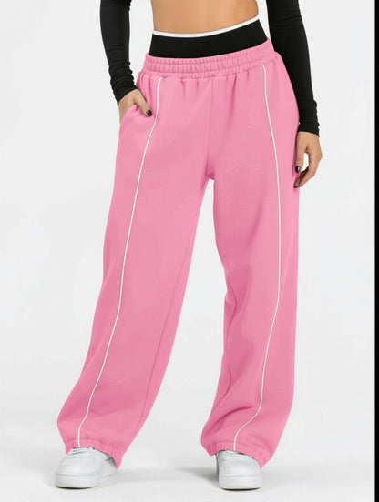 Black and White Wide-Leg Sweatpants Casual Streetwear Fit