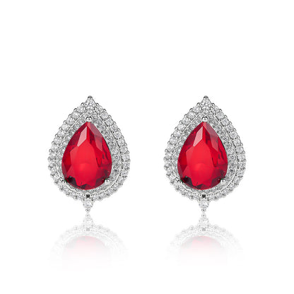 Buy Fashionable Waterdrop Zircon Necklace with Color Gemstones