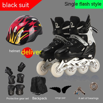 Adjustable PU Single Children Skating Shoes for Active Kids