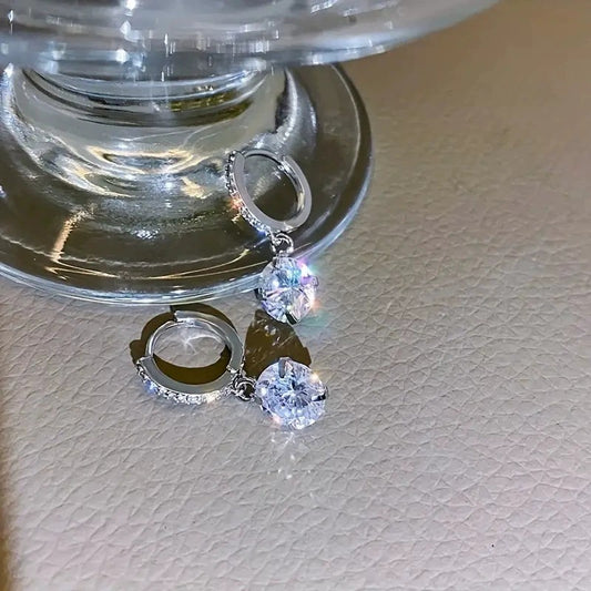 Geometric Zircon Stud Earrings for Women Chic Daily Wear
