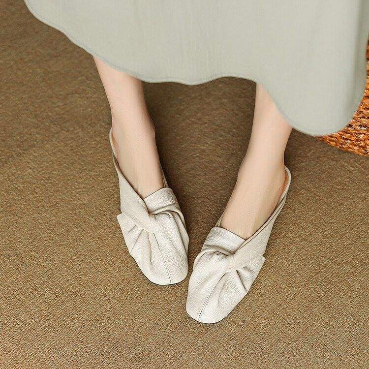 Soft Leather Low Heel Sandals for Women Comfort