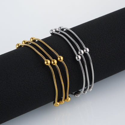 Buy Stainless Steel Three-Layer Beaded Bracelet Trendy Titanium