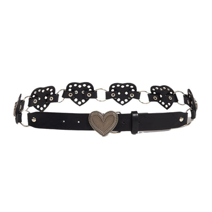 Street-style Hollowed-out Circular PU Leather Belt for Women