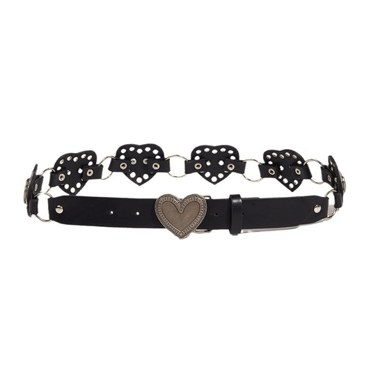 Street-style Hollowed-out Circular PU Leather Belt for Women