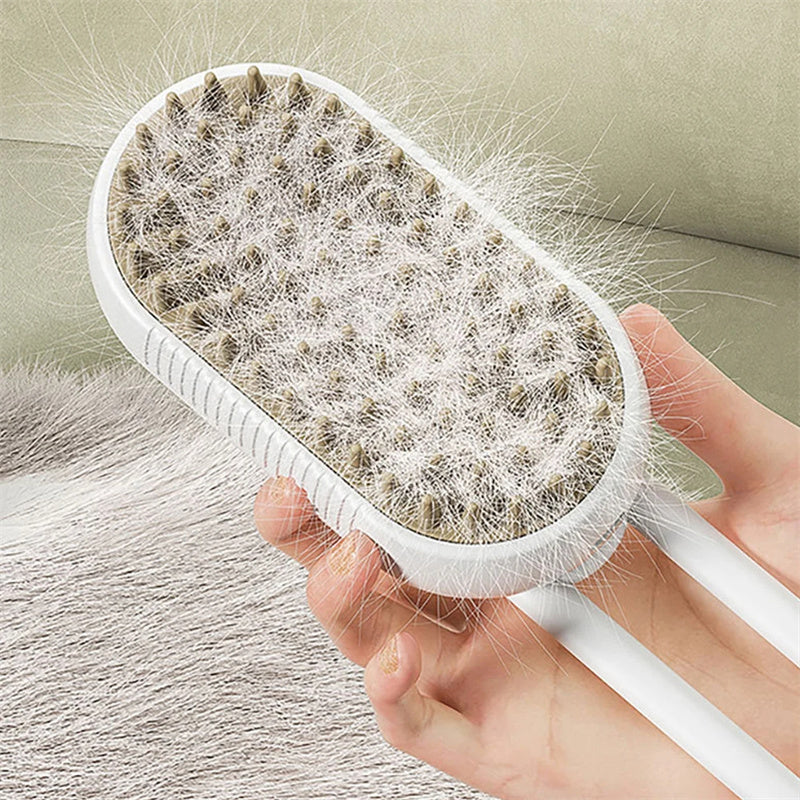 3-in-1 Electric Steam Pet Brush – Hair Removal & Massage Comb