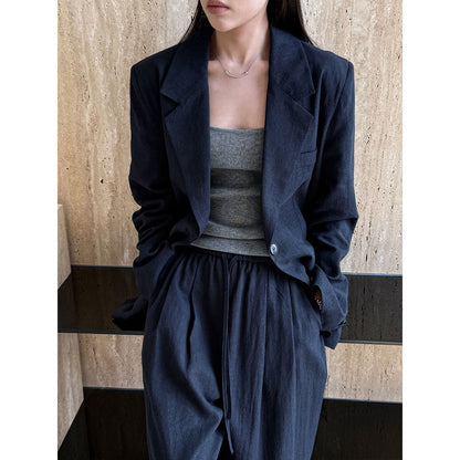 Sophisticated Tencel Linen Blazer and Pants Suit for Women