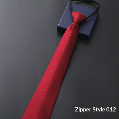 Mens Business Formal Zipper Tie With Blue Stripes for Office