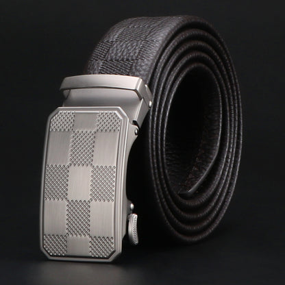 Buy Men Leather Belt with Anti-Scratch Buckle for Work & Casual