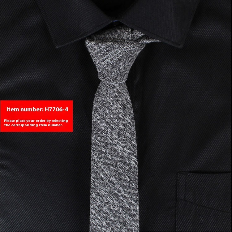 Solid Color Korean Style Narrow Cotton Men’s 6cm Wedding Tie