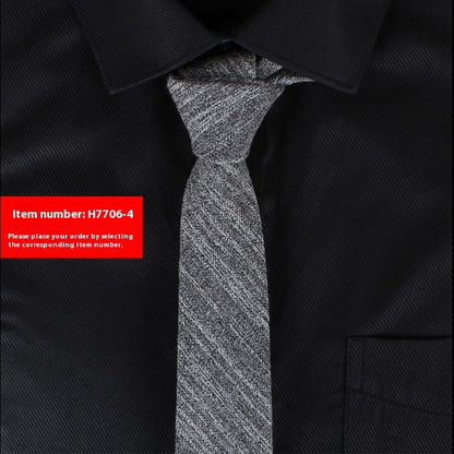 Solid Color Korean Style Narrow Cotton Men’s 6cm Wedding Tie
