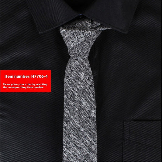 Solid Color Korean Style Narrow Cotton Men’s 6cm Wedding Tie
