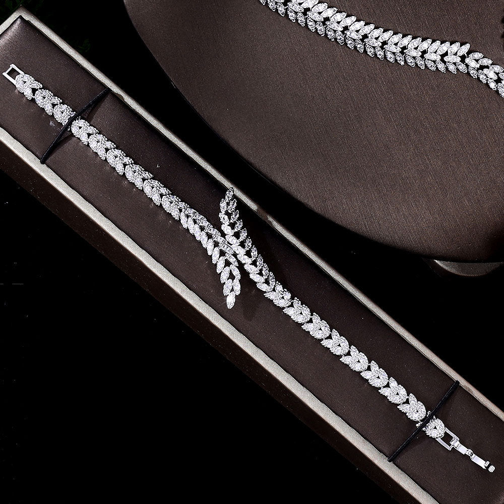 Buy Luxury 3A Zircon 4-Piece Necklace Earrings Jewelry Set