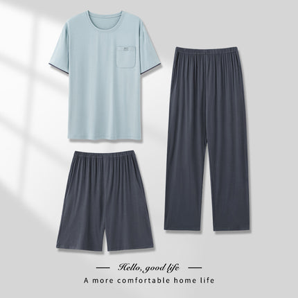 Men’s Pajamas Modal Three-Piece Home Wear Suit – Soft & Cozy