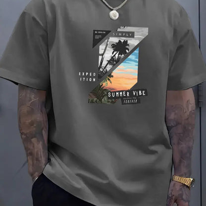 Buy Color-Block 3D Printed Summer Men’s Fashion T-Shirt