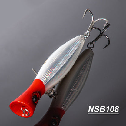 Topwater Popper Fishing Lure – Floating Surface Bait with Treble Hooks