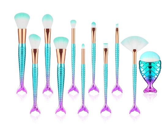 11pcs Cosmetic Makeup Brushes Kit Mermaid Foundation Eyebrow
