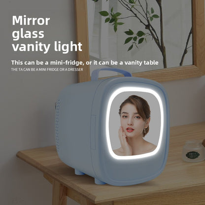 Portable Beauty Refrigerator with LED Mirror and Cooling