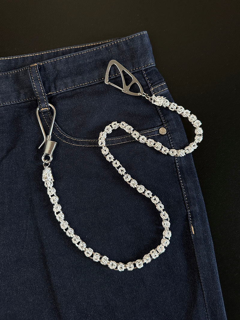 Fabric Pattern Metal Trouser Chain Bag Decorative Accessory