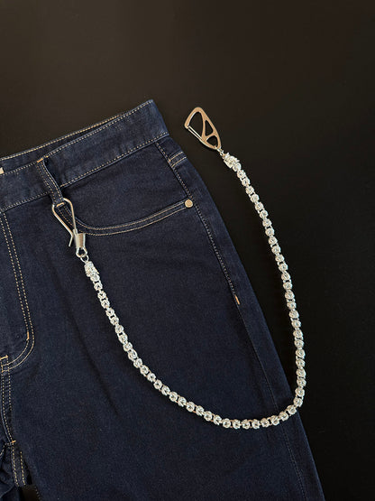 Fabric Pattern Metal Trouser Chain Bag Decorative Accessory