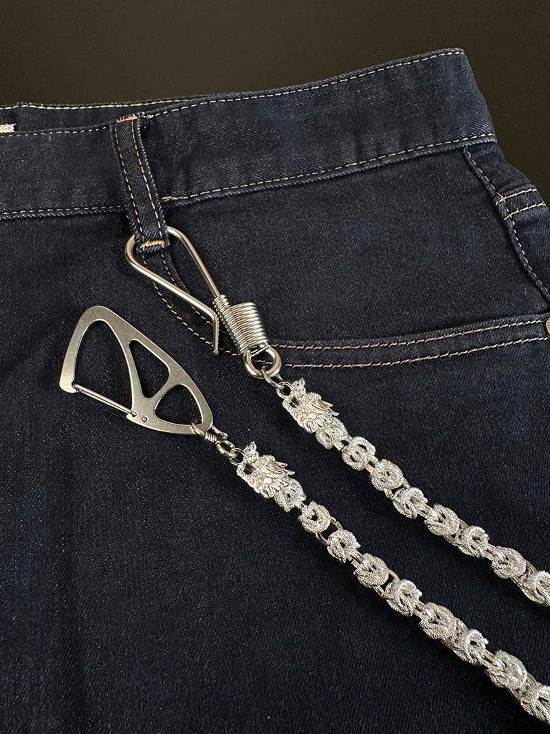 Fabric Pattern Metal Trouser Chain Bag Decorative Accessory