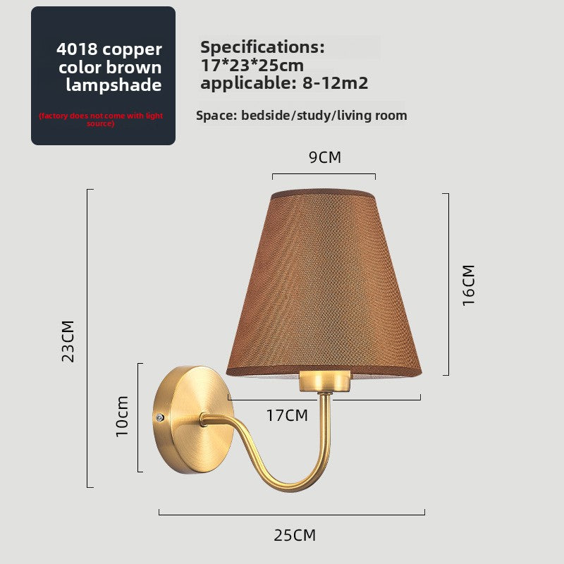 Fabric Shade Bedroom Wall Lamp with E27 Socket