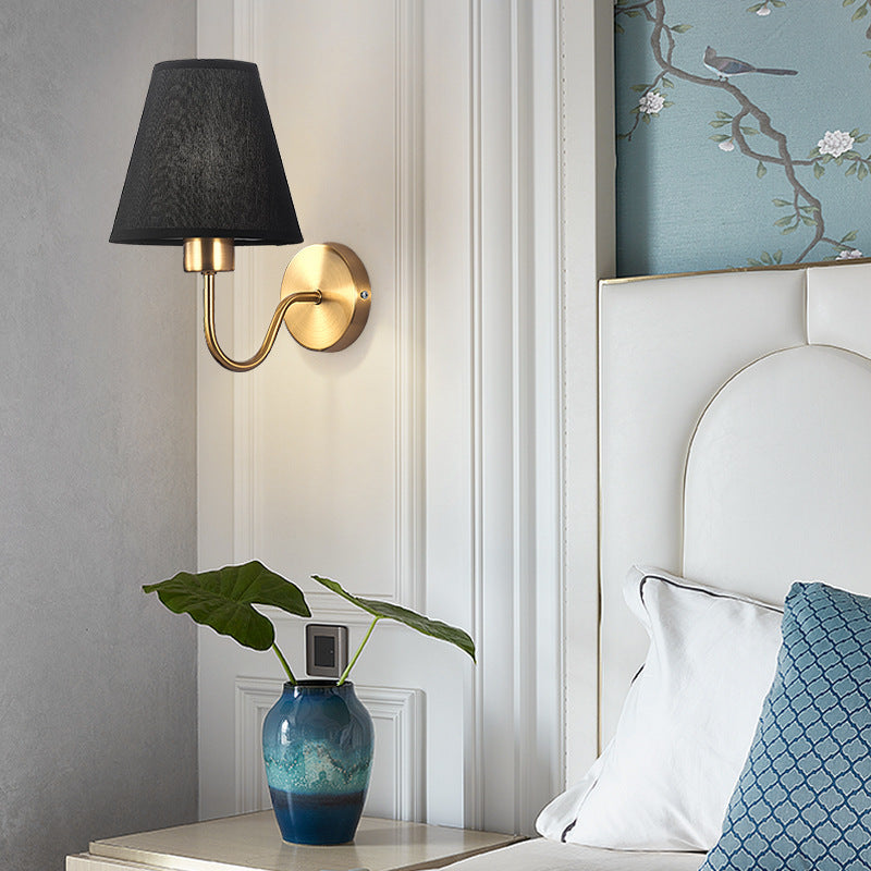 Fabric Shade Bedroom Wall Lamp with E27 Socket