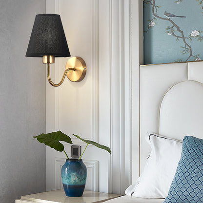 Fabric Shade Bedroom Wall Lamp with E27 Socket