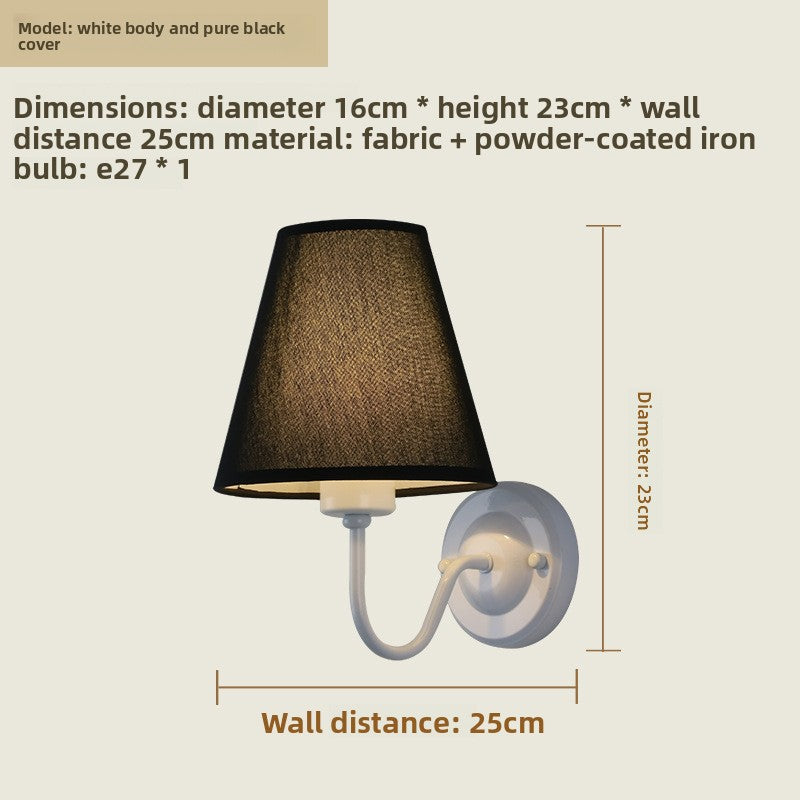 Fabric Shade Bedroom Wall Lamp with E27 Socket