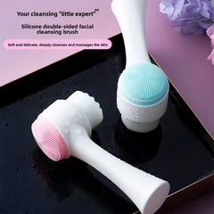 Pink 1 pack double-sided facial cleansing brush