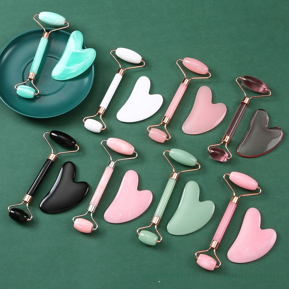 Facial Roller and Scraper Massage Set